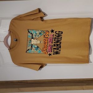 GILDAN heavy duty cotton should've come with a warning gold graphic tee